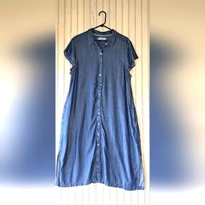 Tommy Bahama Blue Chambray Button-Front Maxi Dress